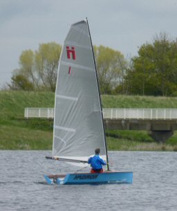 Dudley Isaac sailing Hadron with Mk3 sail and production rig